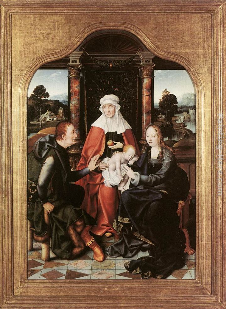 St Anne with the Virgin and Child and St Joachim painting - Joos van Cleve St Anne with the Virgin and Child and St Joachim art painting